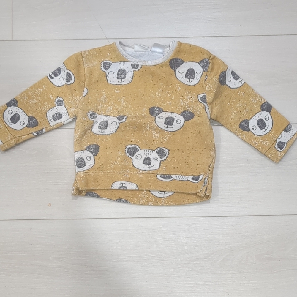 Kids Bear Print Mustard Sweatshirt Zara 9-12